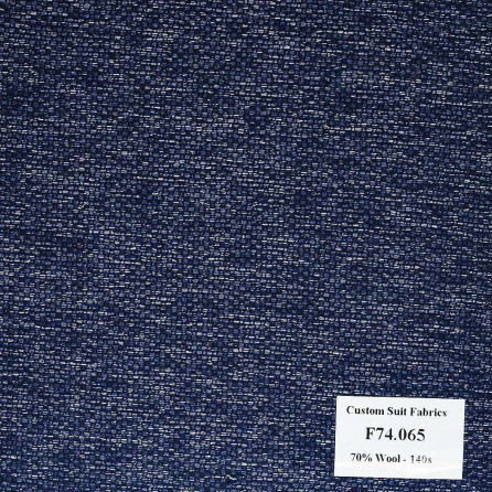 F74.065 Kevinlli V6 - Vải Suit 70% Wool - Xanh Dương Trơn